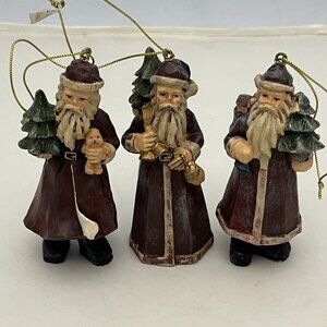 Set Of 3 Unbranded Resin Christmas Santa Claus Christmas Tree Ornaments